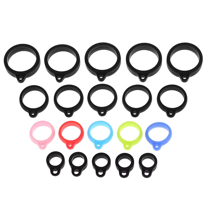 10er Set Silikon Ringe als Lanyard Halter für Seil und Stift in Schwarz - Bild 2