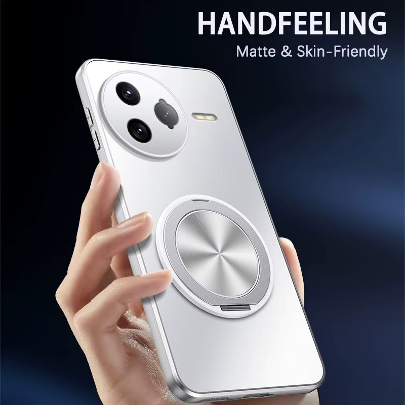 Fudusaidman AG-Frosted-Hülle für POCO F6 F7 Ultra X6 X7 Pro mit magnetischem Ring und 360-Grad-Drehständer in Lila - Bild 2