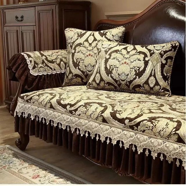 Super Six Jacquard Kissenbezug mit unregelmäßigem Rand in Beige, B/T/H: 60 x 60 x 0 cm - Bild 1