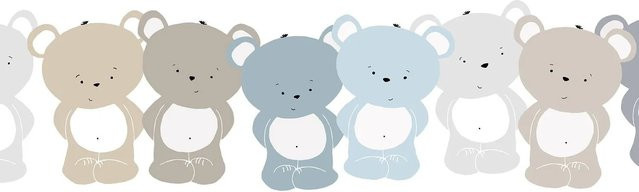 PROFHOME Kindertapete mit Tiermotiv in Blau, Braun und Weiß, B: 0,15 m x L: 5,00 m - Bild 1