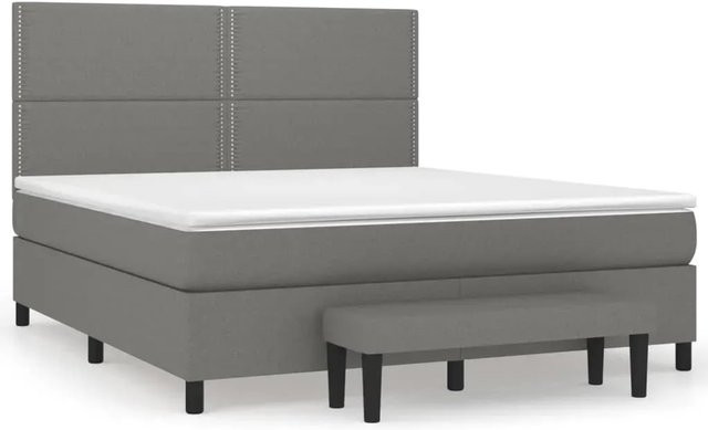 vidaXL Boxspringbett Hybrid mit Matratze und Kopfteil Dunkelgrau B/T/H: 180 x 200 x 128 cm - Bild 1