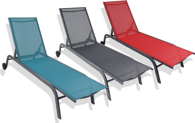 VCM Sonnenliege Sonlas schwarz aus Textilene mit Rollen, B/H/L: 58 x 32 x 192 cm - Bild 3