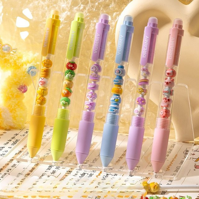 Chuanchuanle Kawai Gelstift-Set mit ST-Spitze, schnelltrocknende Pinselstifte in Schwarz und Multicolour für Schule und Prüfungen - Bild 1