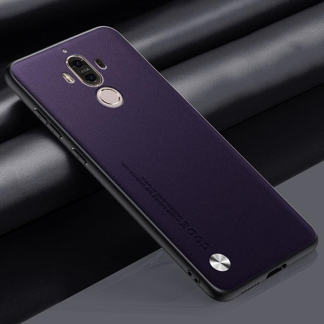 Luxus PU Leder Handyhülle für Huawei Mate 9 in Violett mit stoßfestem Silikon-Vollschutz - Bild 1