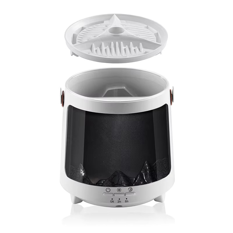 PKFC Aroma-Diffusor mit Flammen-Effekt und Aurora-Luftbefeuchter, Ultraschall-Diffusor für ätherische Öle in Schwarz oder Weiß - Bild 3