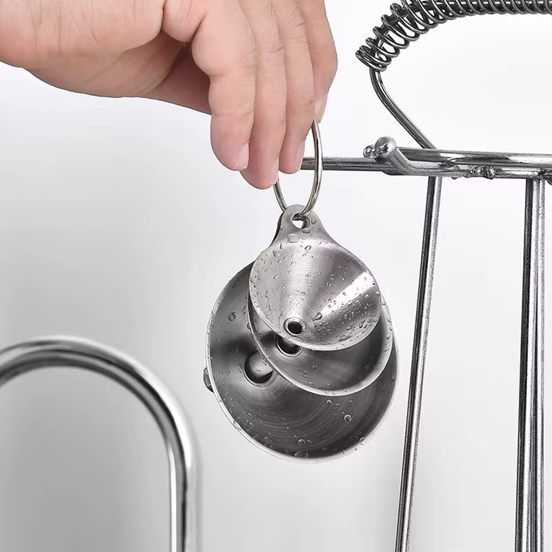 YOCITY Trichter-Set aus Edelstahl mit Griff in Silber für Flüssigkeiten und Gewürze - Bild 2