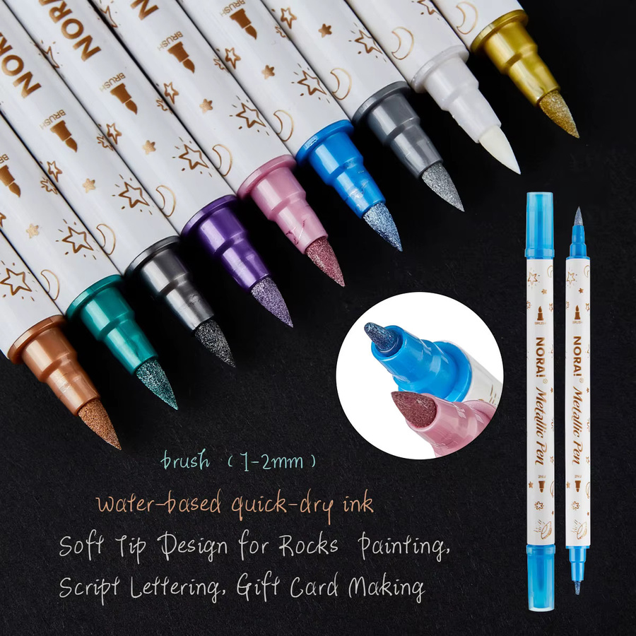 SHANDS 10 Stück Metallic-Glitzermarker mit zwei Spitzen in Multicolour für DIY, Scrapbooking und Kunsthandwerk auf Keramik, Stein und Glas - Bild 4
