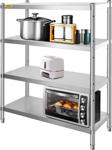 VEVOR Edelstahl Regal mit 4 verstellbaren Ebenen in Silber, B/T/H: 122 x 48 x 150 cm - Bild 1