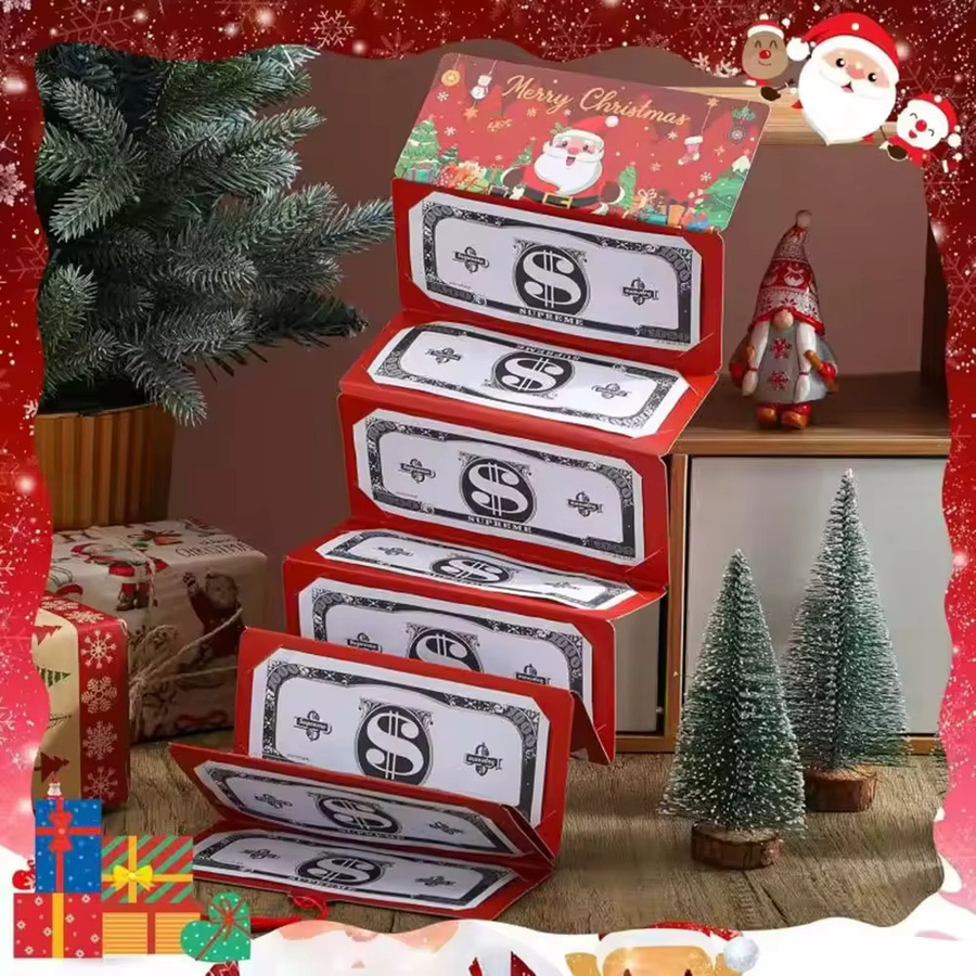Weihnachts-Geldhalter mit 10 Fächern in Rot und Gelb als Geschenk für Erwachsene - Bild 5