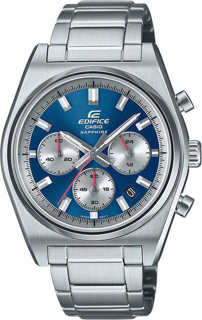 Casio Chronograph Herrenuhr, Quarz, Edelstahl, Blau, 40 mm, 10 ATM - Bild 1