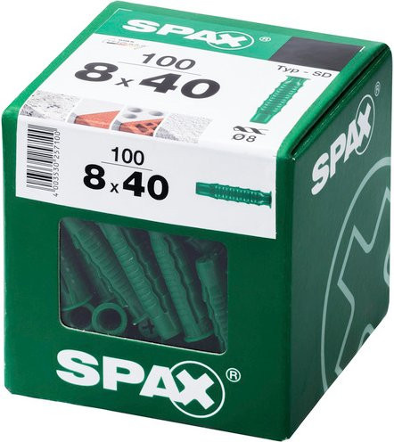 SPAX Spreizdübel Typ-SD aus Nylon in Grün, 100 Stück, Durchmesser: 6 mm, Länge: 40 mm - Bild 1