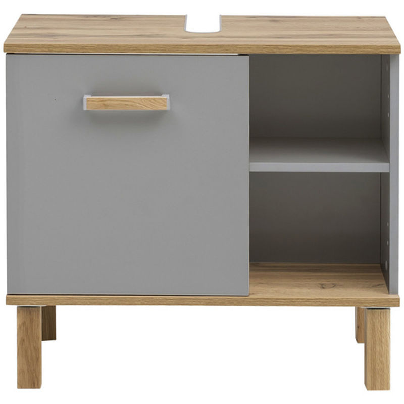 Schildmeyer Waschbeckenunterschrank Padua in Grau mit Eiche Landhaus Design, B/H/T: 65,2 x 60,1 x 35 cm - Bild 2