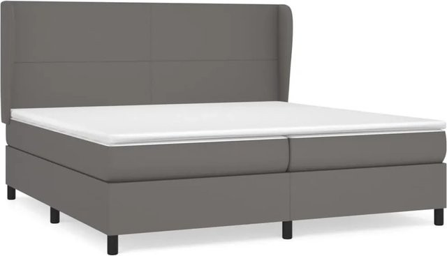 vidaXL Boxspringbett mit Matratze in Grau aus Kunstleder, Hybridbett mit Taschenfederkern, B/T/H: 180 x 200 x 118 cm - Bild 1