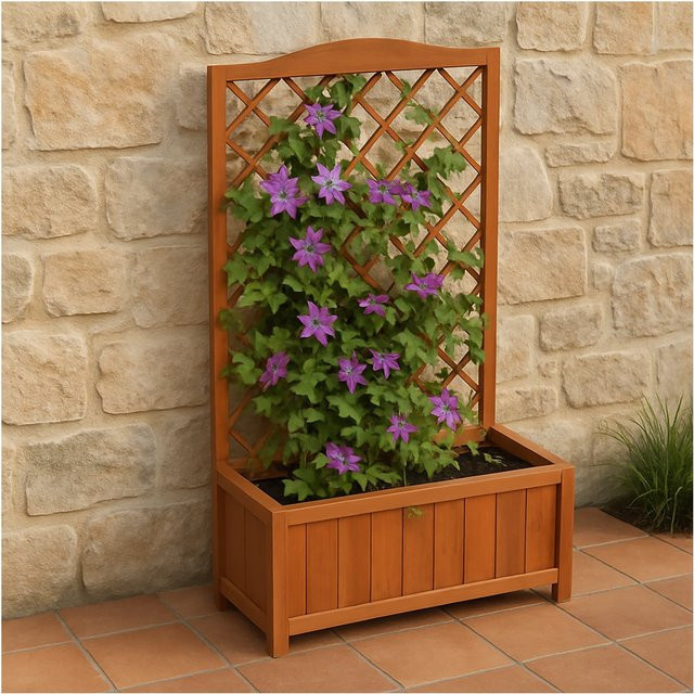 HTI-Living Pflanzkübel Heidi XL mit Rankgitter Braun B: 60 cm, T: 28 cm, H: 100 cm - Bild 1