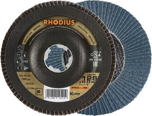 Rhodius 211394 LSZ F1 X-LOCK Fächerschleifscheibe Körnung 80 für Edelstahl und Stahl, 10 Stück, Multicolor - Bild 1