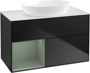 V&B Waschtischunterschrank Finion 100 in Weiß und Schwarz lackiert, Breite: 100 cm, Tiefe: 50,1 cm, Höhe: 50,1 cm - Bild 1