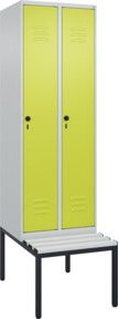 C+P Spind Classic PLUS Garderobenbank mit 2 Abteilen, Lichtgrau, B/T/H: 212,0 x 60,0 x 81,5 cm - Bild 1