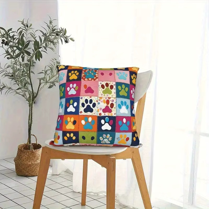 VIKAMA Kissenbezüge mit Katzenpfotenmuster in Multicolour, quadratisch, Breite: 40 cm - Bild 2