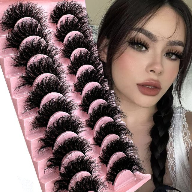 UMIRYAO 3D-Falsche Wimpern, Black, 10 Paar, Natürlich, Unisex - Bild 1