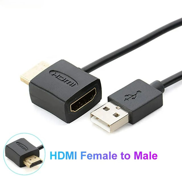 BSN HDMI Adapter Konverter mit USB 2.0 Netzteilkabel in Schwarz, 50 cm Länge - Bild 1