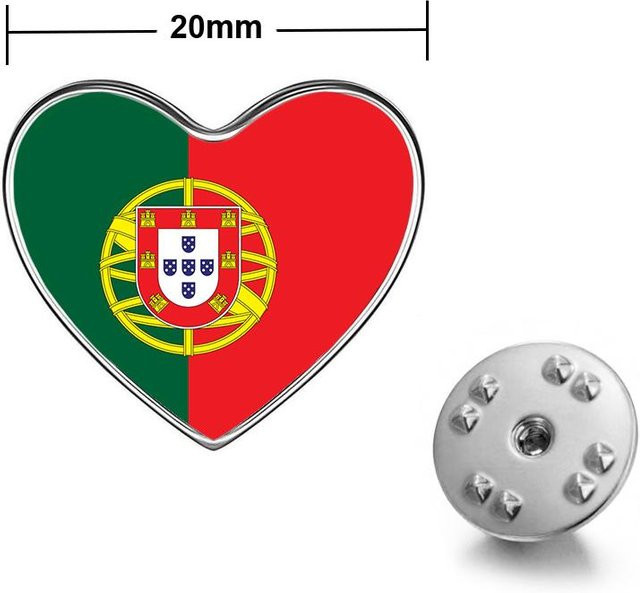 Herzförmige Flaggen-Brosche, Edelstahl, Unisex - Bild 1