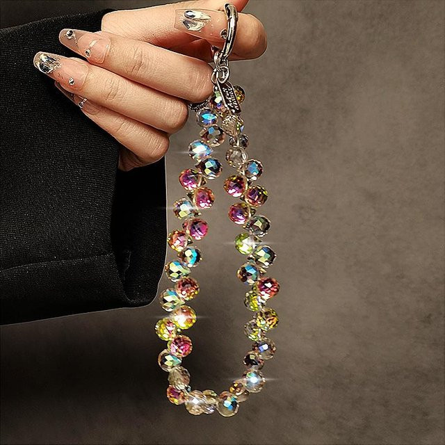 WildMoment Handy-Lanyard Kurzkette, Wassertropfen-Kristall, Schwarz - Bild 1