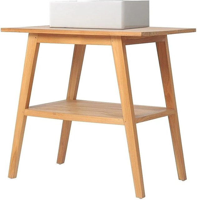 Vente-unique Einzelwaschtisch Bobotsari aus Teakholz in Naturfarben Hell, Breite: 80 cm, Höhe: 76 cm - Bild 1