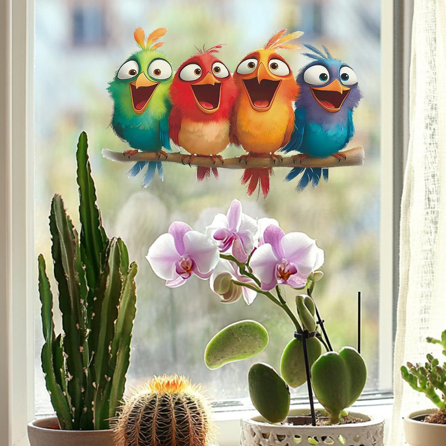 Everyday Home Bunte Vogelaufkleber aus PVC zur Dekoration, Multicolor, B/H: 29,0 x 20,0 cm - Bild 2