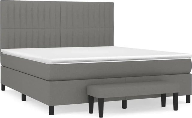 vidaXL Boxspringbett Hybrid mit Matratze und Kopfteil Dunkelgrau B/T: 160 x 200 cm - Bild 1