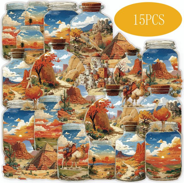 Etori Life Vintage-Aufkleber Wüstenlandschaft und Architektur in Multicolour für Scrapbooking und Dekoration - Bild 1