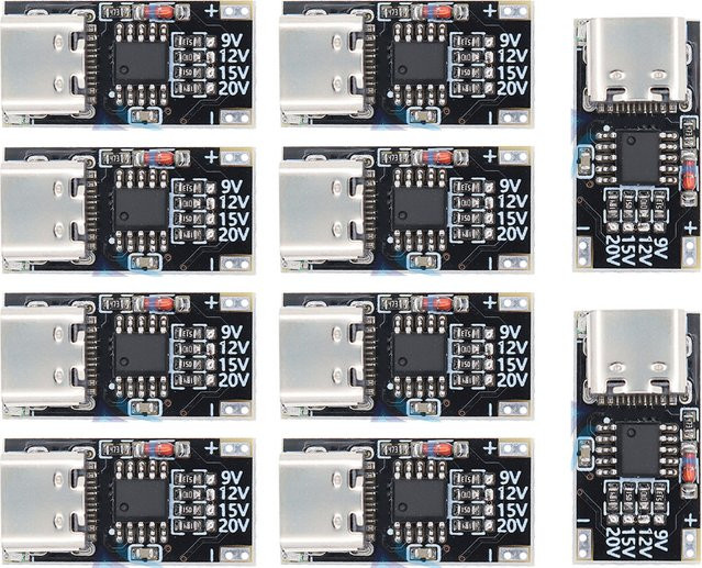 SAMIROB 10er Set USB Type-C Decoy Board PD/QC/AFC Trigger Modul für Schnellladung, Schwarz - Bild 1