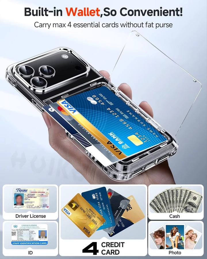 Apple iPhone 17 Pro Max, 17 Pro, 17 Air und 17 Schutzhülle mit Kartenfach und Slide Slot in Transparent - Bild 2