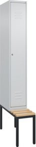C+P Spind Classic PLUS Garderobenschrank mit Sitzbank, 1 Abteil, Grau, B/T/H: 212,0 x 30,0 x 81,5 cm - Bild 1