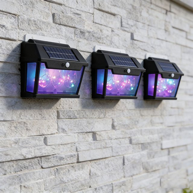 TLEDMP Solar LED Outdoor Wandleuchte mit Bewegungsmelder IP65 Wasserdicht für Garten und Veranda - Bild 1