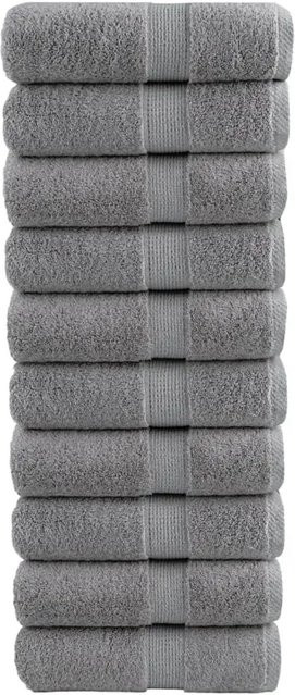 vidaXL Premium Waschhandtücher SOLUND, 10 Stück, Grau, Baumwolle, 600 g/m², B/H: 30 x 30 cm - Bild 1