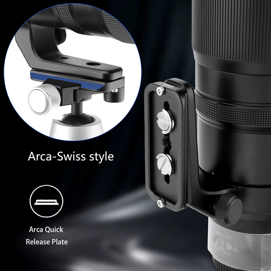 Leftfoto Objektivplatte für Nikon Nikkor Z 180–600 mm F5.6-6.3 VR in Schwarz mit Arca Swiss Style Ersatzfußhalterung - Bild 3