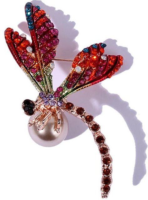 YIRAN Jewelry Libellenbrosche, Perle, grau, Damen - Bild 1