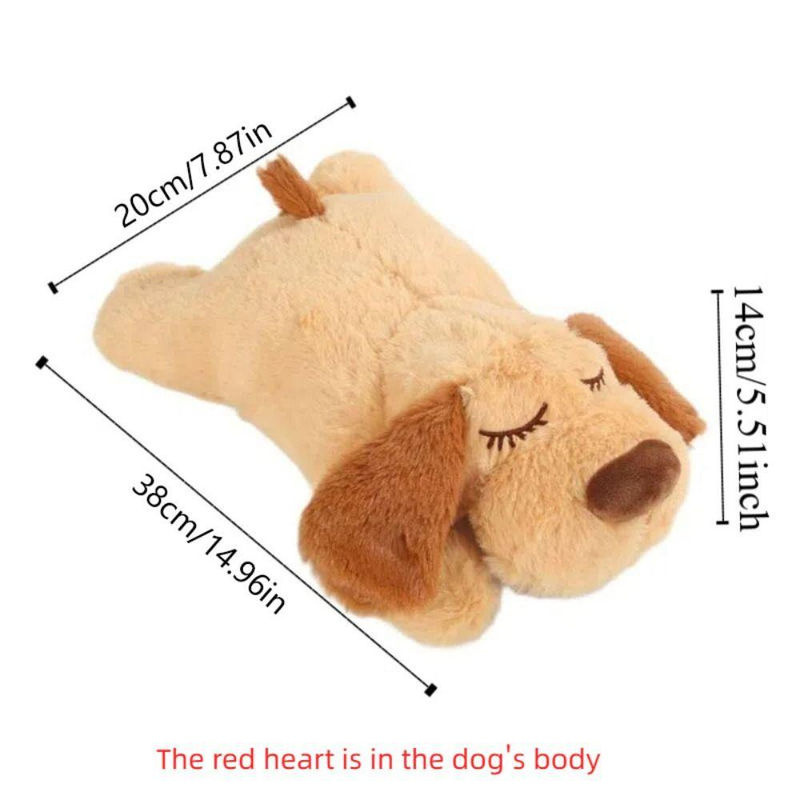 Shihehong Angstlösender Hund mit Herzschlag als Schlafhilfe für Welpen, Plüschtier in Beige, B/T/H: 40 x 16 x 14 cm - Bild 3