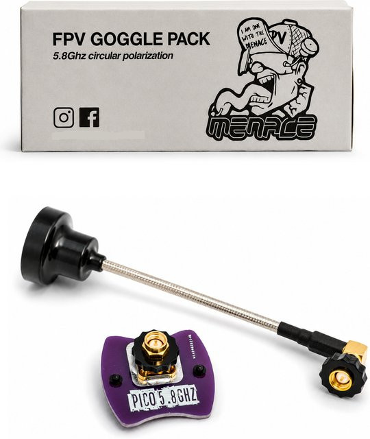 MenaceRC FPV-Antennenpaket 5,8 GHz mit RHCP Pico Patch und Periscope Omni sowie SMA-Fingerspinnern für Fatshark-Brillen - Bild 1