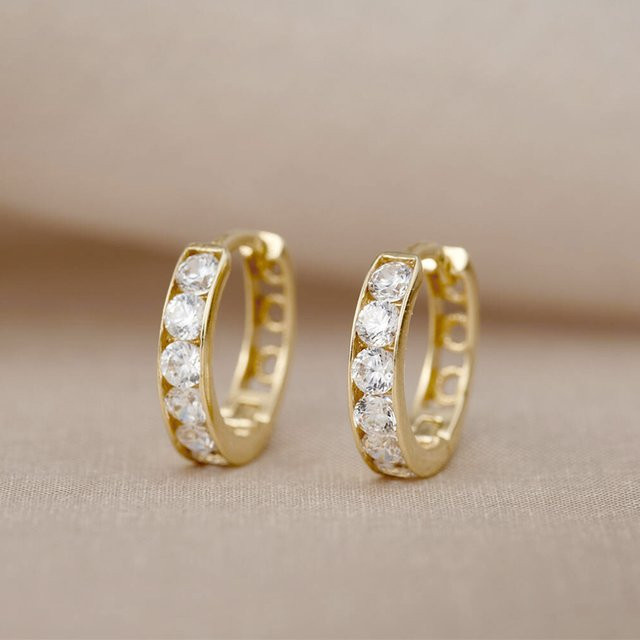 Huitan Creolen, Gold, Zirkonia, Damen - Bild 1