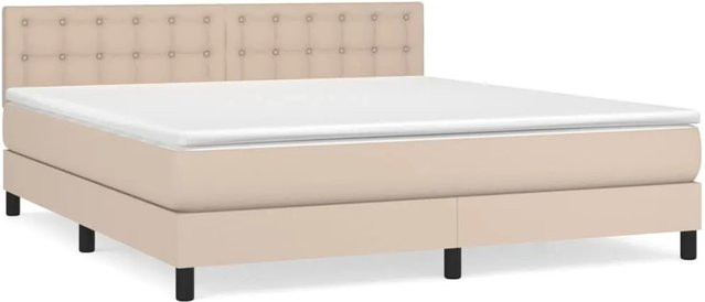 vidaXL Boxspringbett Hybrid mit Matratze aus Kunstleder in Cappuccino-Braun, B/T/H: 160 x 200 cm - Bild 1