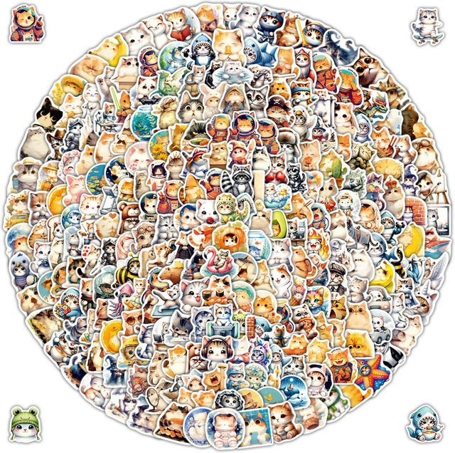 LanLanStickersWorld Cartoon Kätzchen Graffiti Aufkleber, Mehrfarbig, 50 Stück - Bild 1
