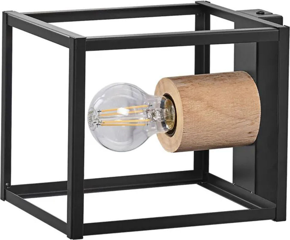Ledvance Decor Nairobi Wandleuchte in Schwarz aus Metall und Holz im Industrial Design mit E27 Sockel - Bild 1