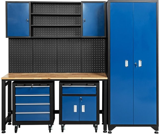 KRAFT WERKZEUGE Garagenschrank 6-teilig aus Stahl in Blau, H x B x T: 235 x 205 x 45 cm - Bild 1