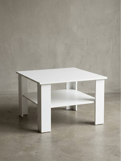 KADIMA DESIGN Couchtisch Eiche in Weiß mit Ablage und Stauraum, B/T/H: 60 x 60 x 42 cm - Bild 1