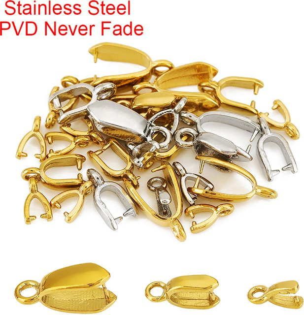 5 Stück Perlenanhänger Haken Verschlüsse, PVD Edelstahl, Unisex - Bild 1
