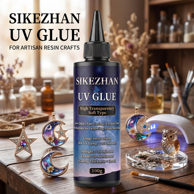 SIKEZHAN Premium Klares UV-Harz Transparent, 100g Schnell härtender Solar-Klebstoff für DIY Schmuckherstellung und kreative Handarbeiten - Bild 1