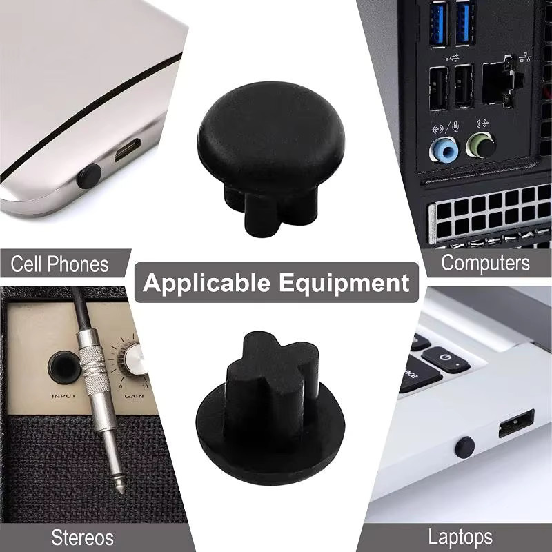 Universelles Silikon-Staubschutzset für 3,5-mm-Klinkenstecker und USB-C Anschlüsse in Schwarz und Weiß - Bild 5
