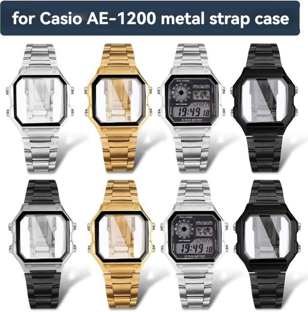 Casio AE-1200WH Metall-Umrüstsatz, Edelstahl, Silber, Uhrenzubehör - Bild 1