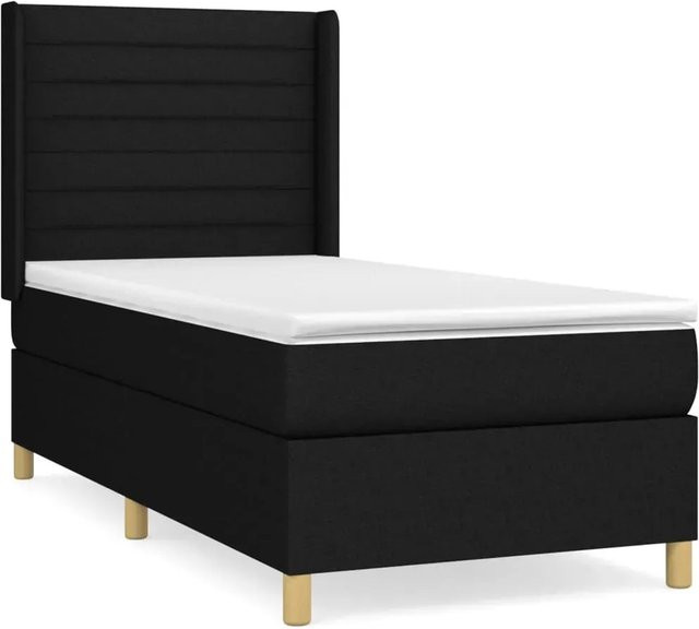 vidaXL Boxspringbett mit Matratze Hybrid-Design in Schwarz und Weiß, B/T/H: 100 x 200 x 128 cm - Bild 1